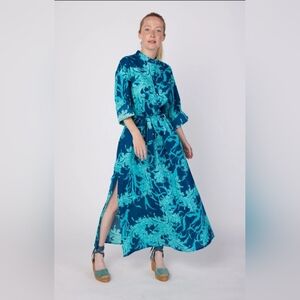Elegant Blue Floral Maxi Dress
